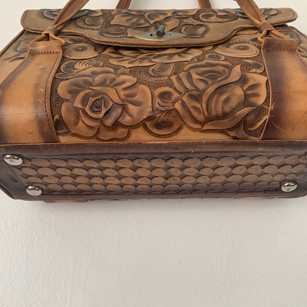 Vintage 1970’s Boho Tooled Leather Bag - Picture 3 of 10